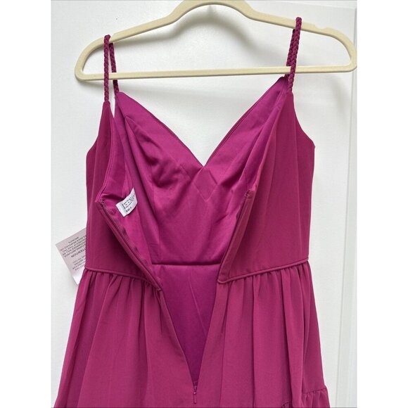 Mac Duggal Women’s Size 4 Fuchsia Pink SPAGHETTI STRAP FAUX WRAP Cocktail DRESS - Picture 7 of 9